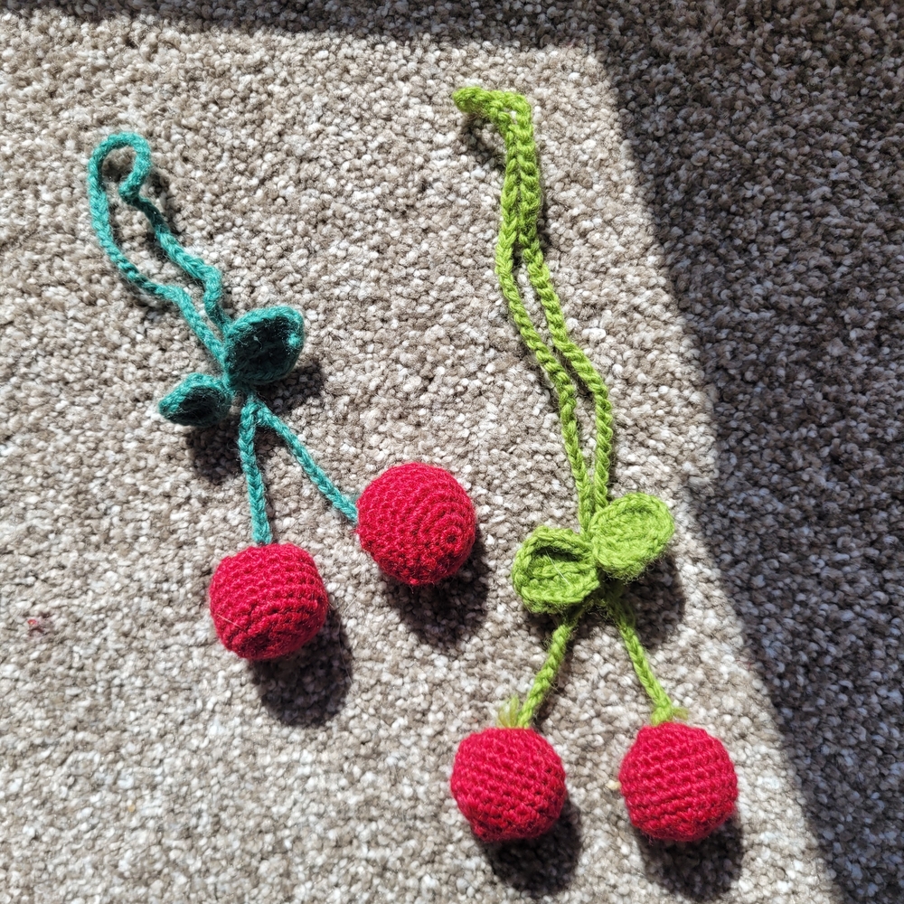 Crochet Cherry Car Charm